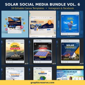 Solar social media post templates bundle