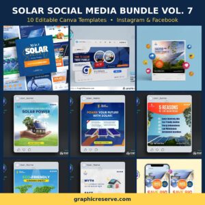 Solar social media post templates bundle