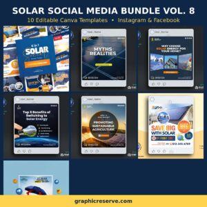 Solar social media post templates bundle