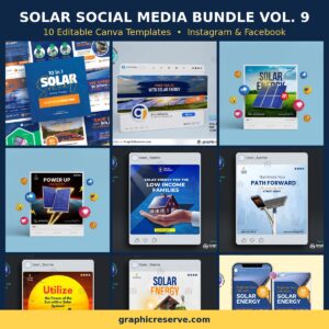 Solar social media post templates bundle