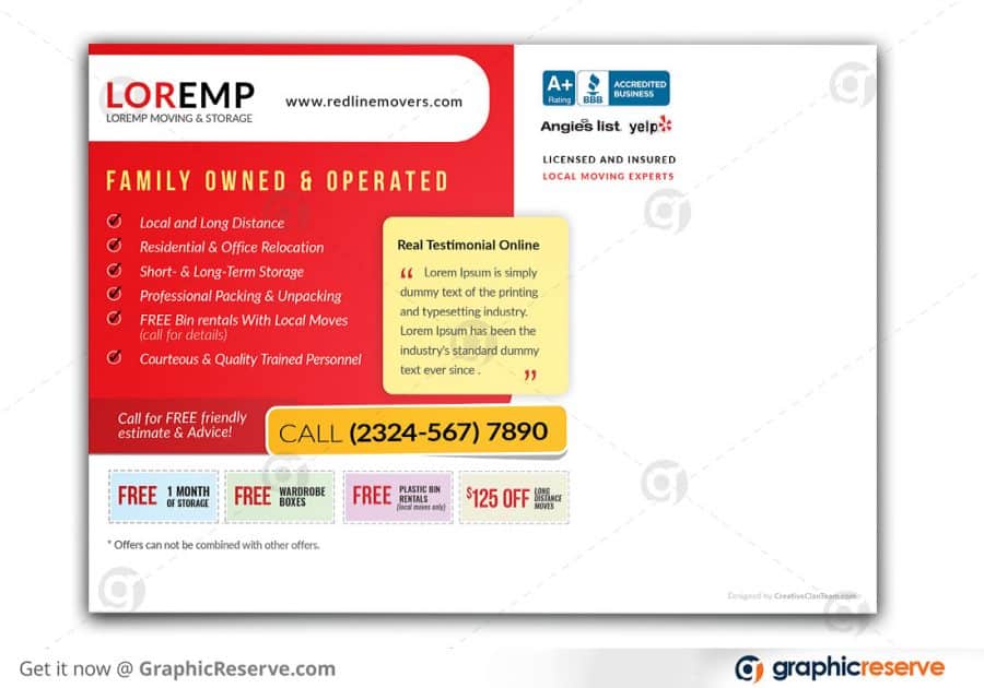 Moving and Storage Company EDDM postcard back side