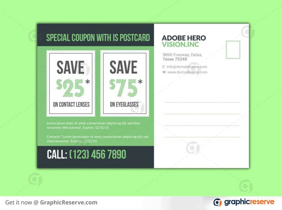 Eyewear Optometry marketing postcard design example template