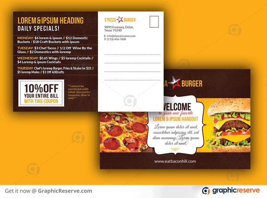 Restaurant Menu new price postcard