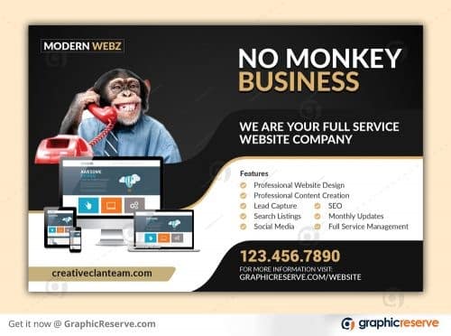 Website development service postcard design template