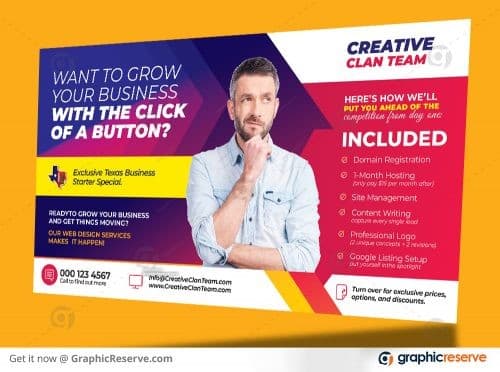 Digital Agency SEO Web Development Promotional Postcard Design Template