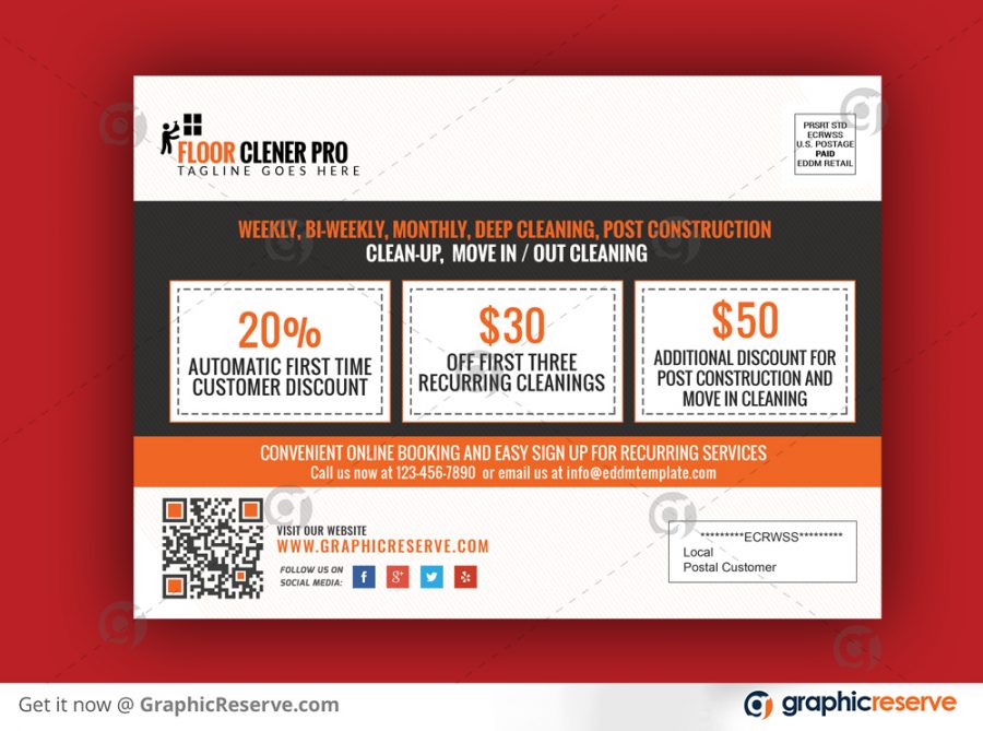 Cleaning service direct mail postcard