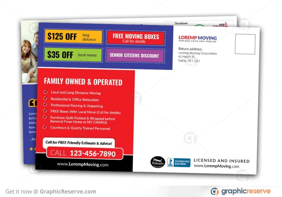Moving and Storage Company Marketing Postcard back side