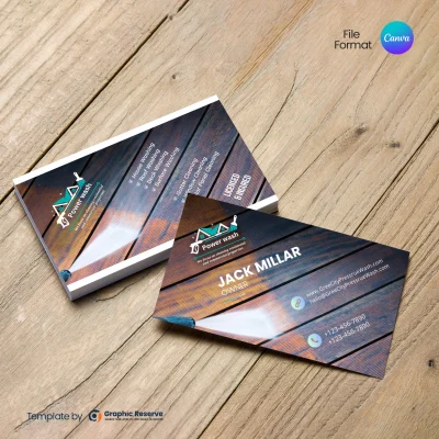 Creative Pressure Washing Business Card Design Canva Template