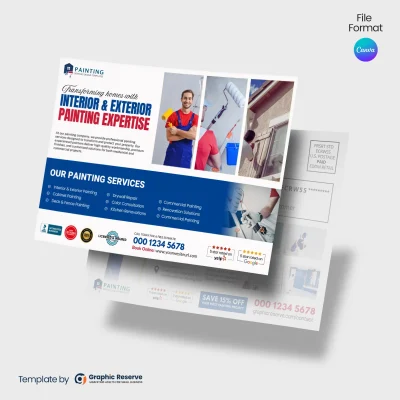 Painting Services EDDM Postcard Template | Canva | House Painter Marketing Material | Local Advertising Design