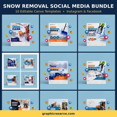 Snow Removal social media post templates bundle